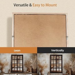 Wall Mirror with Window Panel Design 36×24 Inch Rustic Farmhouse Wood D…