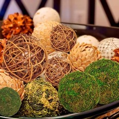 Fake Moss & Rattan Balls Filler – 18-Piece Set for Centerpieces & DIY Projects