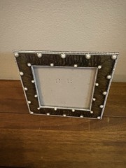 Metal Photo Frame 6×6 Brown Silver Square Ornate Matte Freestanding Rear-Loading