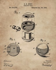 6 Billiards Patent Wall Art Prints – 8×10 in – Gifts for Pool Players Room Decor