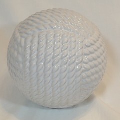 Ceramic Rope Decorative Sphere Orb Home Decor 7in White Nautical Beach Carpet