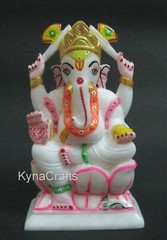 Hand Painted Ganesha Sculpture for Reception Table Decor Marble Ganesha Ji 6.5″