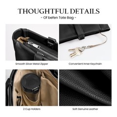 befen Genuine Leather Work Laptop Tote Bag for Women Ladies Totes Shoulder Pu…