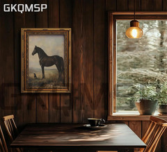 Vintage Gold Framed Horse Wall Art Horse and Dog Canvas Wall Decor Rustic Far…