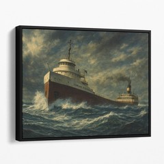 Edmund Fitzgerald Great Lakes Freighter Ship Painting Canvas Print Wall Art