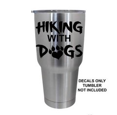 2-COUNT M1081 Hiking With Dogs Decal Sticker for Tumbler Cup Hike Hiker Tent