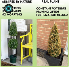 Admired By Nature 38 Inch Artificial Topiary Plant Tree 2 Ball-Shape Faux Top…