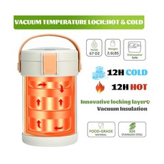 67oz Adults Thermo for Hot Food Kit 2L 9.06in 3 Layer Stainless Ste… Fast Ship