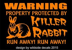 Funny Killer Rabbit Decal Warning Run Away Monty Python vinyl car sticker