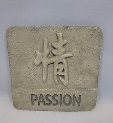 Engraved Asian PASSION Word & Symbol Resin with Wall Mount Home Or Office Decor