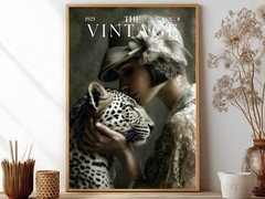 Vintage Leopard Magazine Cover Poster Print Retro 1920s Maximalist Moody Art