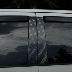 Universal 2PCS Car Pillar American Flag Decal – Distressed Matte Black Vertic…
