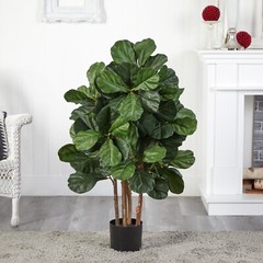 3.5’ Fiddle Leaf Artificial Tree w/Wooden Trunk Home Decor. Retail $99
