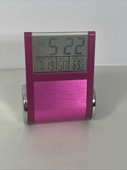 Digital Alarm Clock Rectangular Circular Stand 4.5” Pre Owned