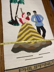 VTG Philippines Traditional Dancing W/Dancer & Palm Woven Tapestry Wall Hang