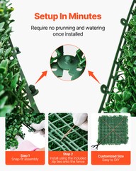Uimoso Artificial Grass Wall Panels 8 PCS 20 x 20 in 3D Greenery Decor Privacy