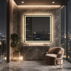 LED Bathroom Mirror Frontlit & Backlit Bluetooth Speaker Anti-Fog Dimmable 32″