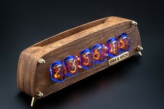 Brushed Oak Case for IN-12 Nixie Tubes Clock with Temperature F/C, Format 12/24H