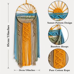 Macrame Wall Hanging Boho Macrame Wall Decor, Sunset Wall Art Dream Catcher H…