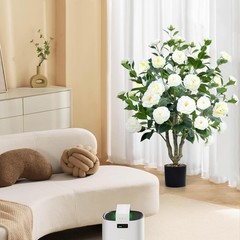 Artificial Camellia Tree 2 Pack 42″ Faux Camellia Plant in Pot with 32 Blooming