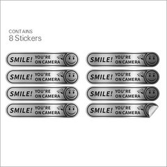 8 pieces Smile You’re On Camera Stickers for Cars, Brushed Silver 24 Hour Vid…
