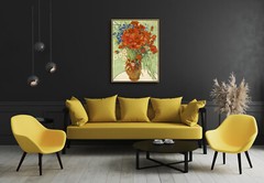 Framed Wall Art of Red Poppies and Daisies by Van Gogh Deco Bronze Gold Frame