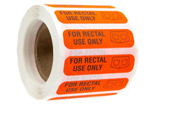 Rectal Use Only Sticker Fluorescent Red Contrast Black Permanent Adhesive 500 Pc