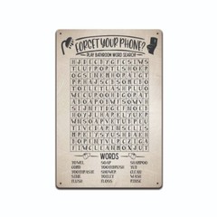 FUNNY BATHROOM SIGN WORD SEARCH 8″ X 12″ ALUMINUM METAL SIGN MADE IN THE USA