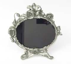 Vintage Elias Art Nouveau Floral Pewter 10in Oval Table Frame 1984