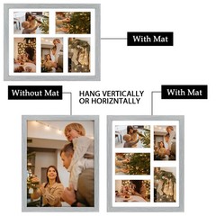 , 11×14 Picture Frame – Collage Multiple Photos, Grey Solid Wood Molding, Dis…