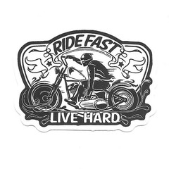 Ride Fast Live Hard Vinyl Sticker Motorcycle Chopper Decal Biker Helmet Art