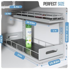 2 Pack 21 in Depth Pull Out Cabinet Storage with Smooth Rails,2-Tie… Fast Ship