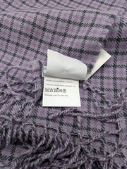 Yves Delorme Purple Gabriel Throw Blanket Fringed Houndstooth Merino Wool NEW