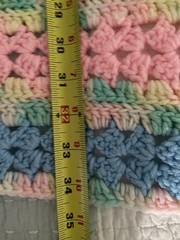 Crochet Quit Pink Blue Green Yellow Bright Colors Handmade Acrylic VTG 34 x 48″