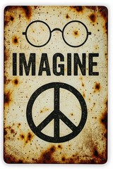 Vintage Peace Sign Tin Wall Decor, Iron