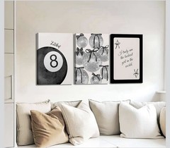 3Pcs Trendy Black and White Preppy Canvas Wall Art