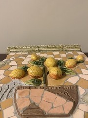VTG Mosaic Furniture 15” Yellow Lemon Tree Italian Style Hanging Wall Art Plaque