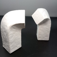 Modern White Arch Bookends SET Heavy Duty 3 LB. Polyresin Stone Feel Aesthetic