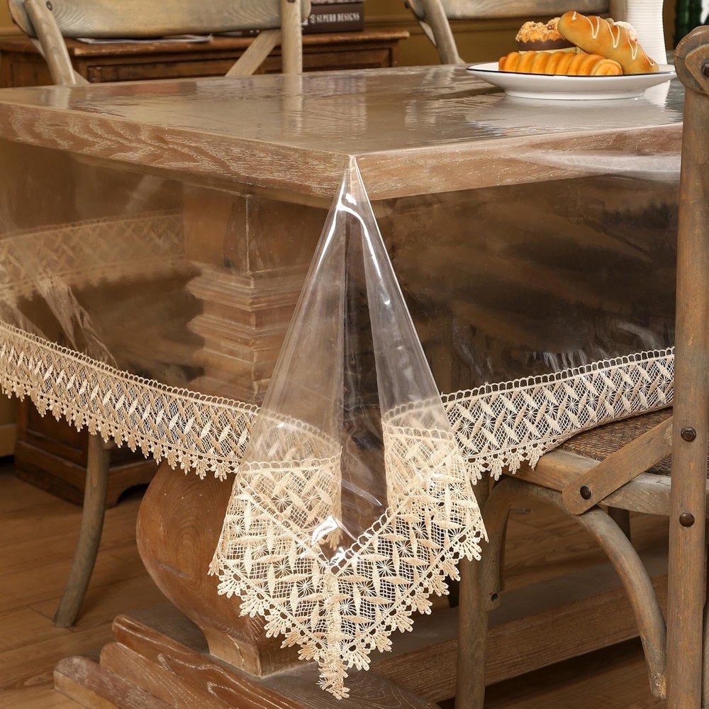 Clear Vinyl Tablecloth Protector Waterproof/Oil-Proof Plastic Square Transparent