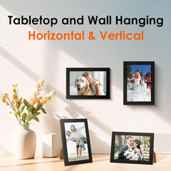 4″x6″ Black Picture Frames Set MDF Wall or Tabletop Display Frames Set of 2