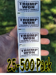 TRUMP WON Stickers 25-500 Pack politic decals donald election bulk decal labels