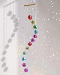 Hanging Disco Ball Decor Rainbow Sun Catcher, 34.5 Inch Colorful Handmade Light
