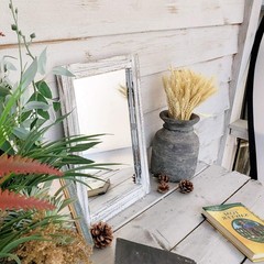 Rustic Wall Mirror Rectangular Wood Frame Bathroom Bedroom Living Room Decor