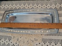 Handcrafted Mother of Pearl Inlay Silver Tone Tray Rectangular India Reflective