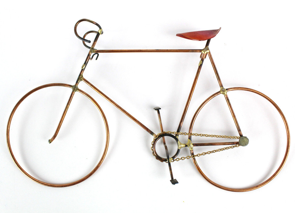 Vintage Handmade Copper Bicycle, Bike Hanging Wall Sculpture, Art 11.75″ x 7″