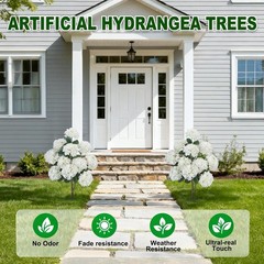 2 Pack 3.5FT Artificial Hydrangea Tree Outdoor Fake Tree with Spikes Faux