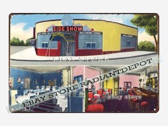 tin sign 1930s-40s Side Show restaurant cocktail lounge New York modern decor