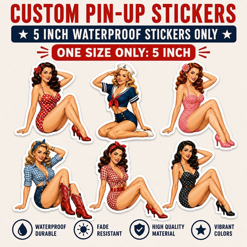 Custom Pin-Up Sticker 5 Inch Waterproof Personalized Adult Artwork