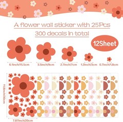 12 Sheets Flower Wall Decals Cute Colorful Vinyl Stickers for Girls Kids Room US