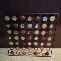Modern Metal Abstract Wall Art, Multicolor/Black Circular Disc Rectangle Panel